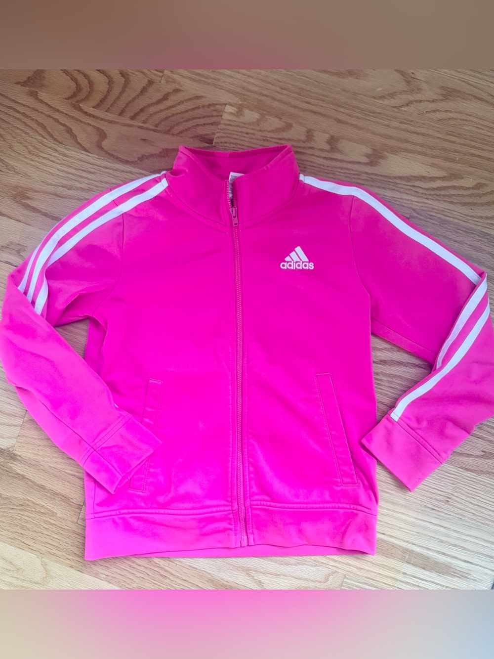 Adidas Girls Hot Pink Full-Zip Track Jacket Size Small 7-8